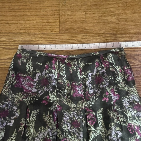 Ann Taylor Loft Y2K Earthy Floral Silk Linen Skirt Lace Hem 4 Office Career Work - Picture 7 of 8